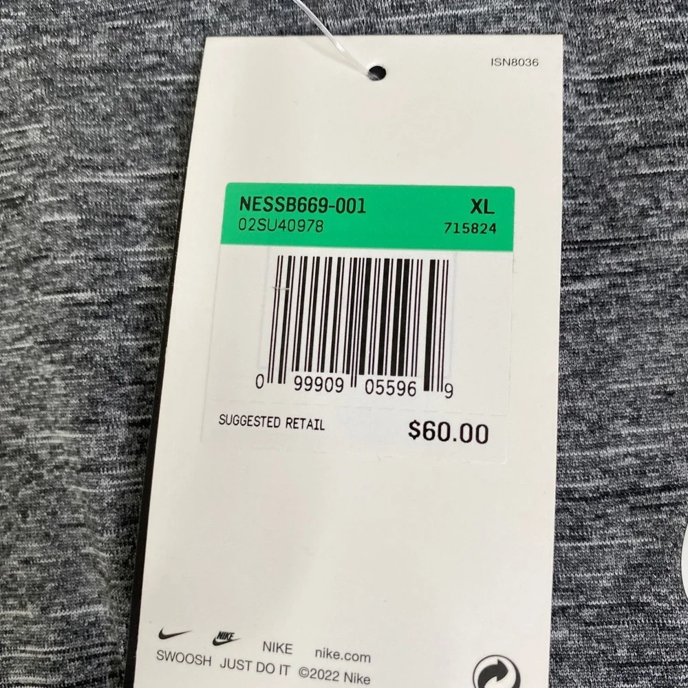 Nike Swim Dri-FIT Heathered Hooded Rash Guard Grey UPF 40+ NESSB669-001 XL NEW